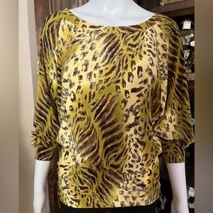 Norma kamali animal print top women’s size medium gold and brown